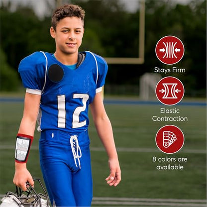 Football Play Wristbands | Sports Playbook Band | Youth Quarterback Gear | Wristband Playbook | Softball Wristbands for Signs - color: Red