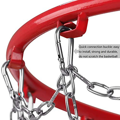 Dakzhou Basketball net, Metal Chain Net Braided Permanent Rust Proof (12 Links), Quick Installation - color: silver
