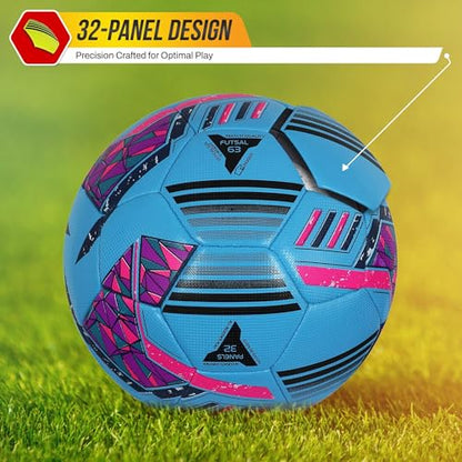 Vizari Reflect Pro Soccer Ball Size | Hand-Stitched Shiny TPU Cover | Perfect Youth Soccer Ball for Boys and Girls | Durable Futsal Football for Indoor and Outdoor Play (Pack of 1, 6 & 12)