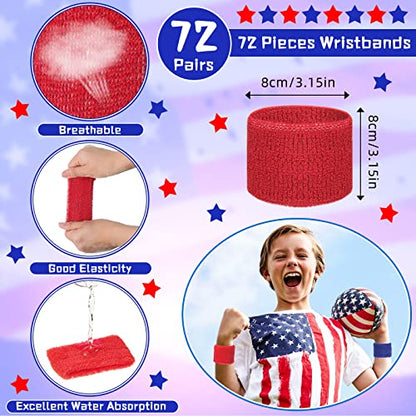 Leyndo Wrist Sweatbands Bulk for Kids Field Day Cotton Terry Sweat Bands Sports Fan Wristbands Kids for Summer Camp Student Football Team Competition Party