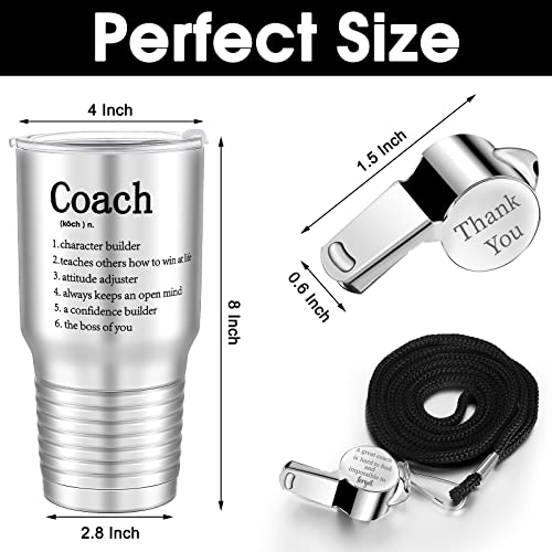 Newtay 2 Pieces 2026 Graduation Softball Coach Gifts Tennis Tumblers Stainless Steel Travel Mug with Lid and Whistles for Men Soccer Baseball Graduation Gift(Coach,Silver)