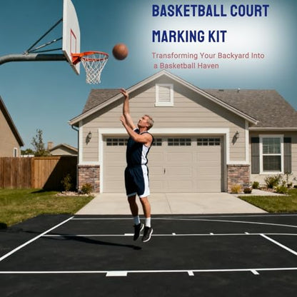 Reusable Basketball Court Stencil Kit for Concrete, Basketball Court Marking Kit, Plastic Material, Sun-Resistant NOT Paper Board, Durable,Can be Used More Than 20 Times. (Free Throw Line) - style: FREE THROW LINE