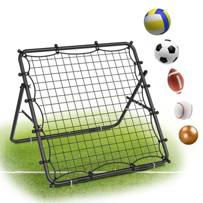 Volleyball Baseball Rebounder Net, Metal Frame & High-Tension PE Net, Lacrosse Bounce Back PracticeTraining Equipment, Adjustable Softball Pitchback Net, Perfect for Improving Balls Training Skills