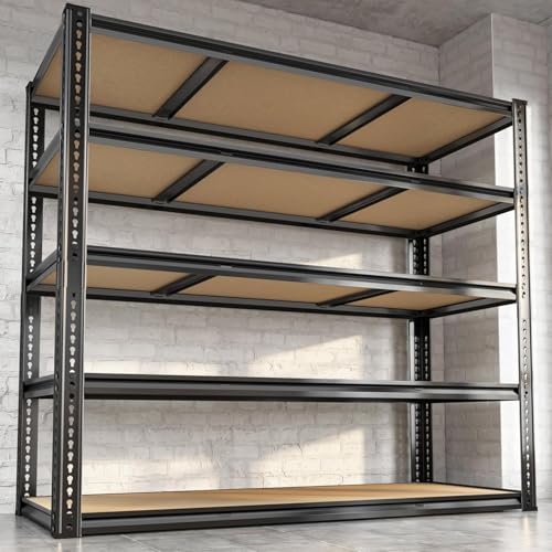48" W Garage Storage Shelving 3050LBS Storage Shelves 5 Tier Adjustable Metal Storage Shelves Utility Shelf for Garage, Kitchen, Pantry, Basement 71" H x 48" W x 24" D - size: 71"H x 48"W x 24"D