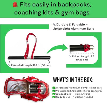 Bump-Pass Volleyball Training Equipment Kit for Proper Passing Technique – Foldable Sticks with Adjustable Fit and Foam-Padded Ends – Training Volleyball Gifts for Solo or Team Practice