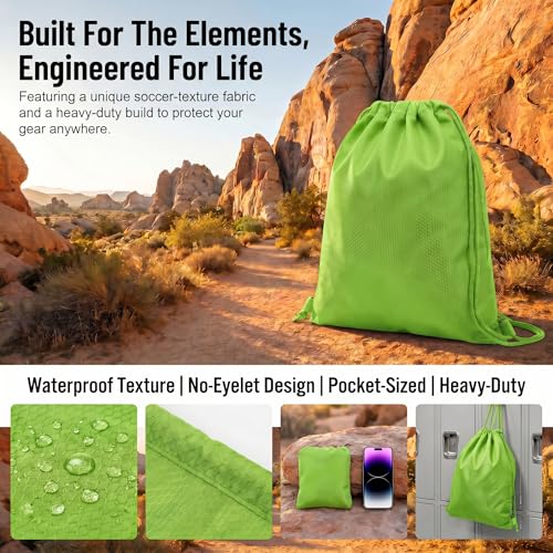 Extra Large Drawstring Backpack, Heavy-Duty Oxford String Bag for Basketball, Soccer & Laptop (2, Green) - color: Green