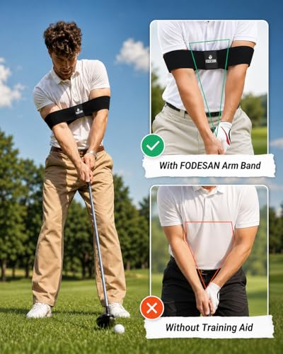 Golf Arm Band Training Aid for Swing Connection, Arm Connection Golf Trainer for Better Tempo, Ball Striking & Consistency, Easy Golf Swing Training Aid for Indoor Practice, Golf Gift for Golfers