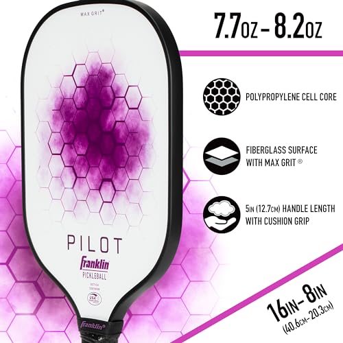 Franklin Sports Pickleball Paddle - Pilot Polypropylene Core Pickleball Racket - Official USA Pickleball (USAPA) Approved Pickleball Paddle - Lightweight Pro Racket - 10mm Thick Core