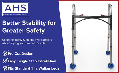 AHS American Hospital Tennis Balls for Walker Legs Tennis Balls for Walkers for Seniors | Complete Support & Surface Protection | Pack of 4 Precut (Blue)