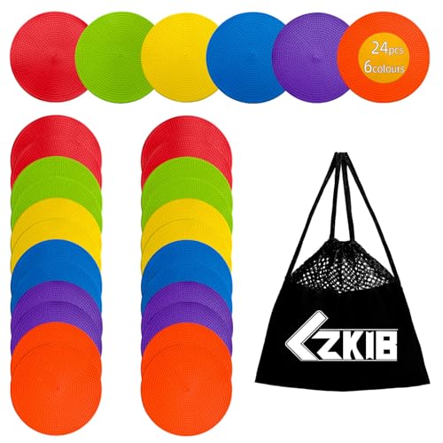 Spot Markers 4.72/9 Inch 12/24/36 Pcs Anti-Slip Agility Floor Markers,Colorful Flat Field Gym Classroom Floor Spots Set for Indoor Outdoor Soccer Basketball Sports Speed Training and Drills - style: 4.72inch 24pcs
