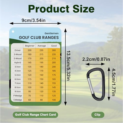 Golf Club Distance Card, 2 Pack Waterproof Golf Yardage Card, Range Chart, Quick Reference Guide with Clip, Golf Accessories for Men and Women Golfers - color: 2PCS Yellow-Gentlemen