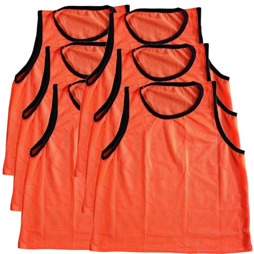 BlueDot Trading Adult & Youth Scrimmage Training Vests for Soccer, Basketball & More – Available in 1, 6, 12, 24 Packs - color: Orange, style: Youth 12 Pack