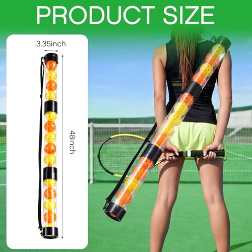 Soulchen 2 Pack Ball Retriever Upper Compatible with Pickleball Tennis Pickup Tube Holds 11/16 Balls with Shoulder Strap Easy Pickup Portable Ball Holder Storage Compatible with Pickleball - size: 16 Balls