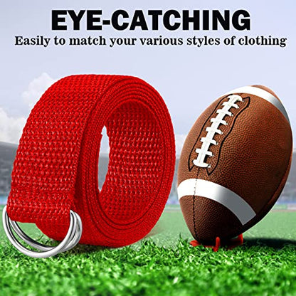 Web Football Belt 52 Inches Football Pants Belt D Ring Belts for Men Women Youth Boys Kids Girls - color: Red