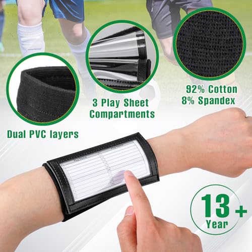 Football Play Wristbands, Sports Football Arm Bands, Cotton Wristbands for Play Signs, Baseball Wrist Bands with 3 PVC Compartments for Teenagers - color: 10P