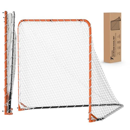 Portable Lacrosse Goal Net Folding Lacrosse Nets for Backyard for 6’x6’x7’ Goals, Official Size Heavy Duty 4mm UV Treated Black & White Lacrosse Training Net, Backyard & Team Practice