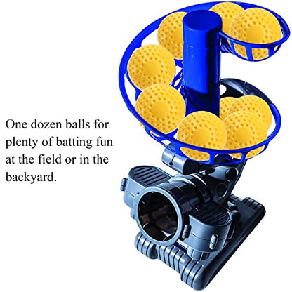 Tebery 12 Pack Yellow Dimpled Practice Balls, 12-Inch Pitching Machine Softballs Baseballs for Hand-Eye Coordination, Hitting and Fielding Practice