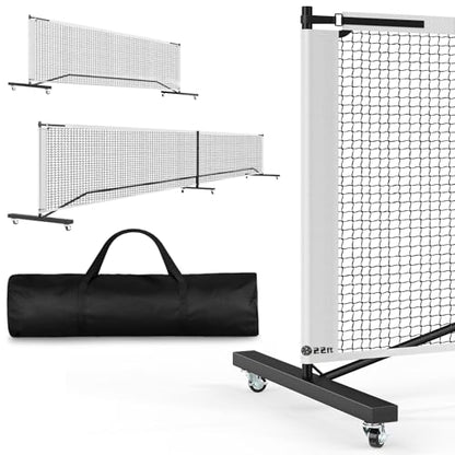 Portable Pickleball Net with Wheels, 22 FT & Half Court 11 FT Pickle Ball Net System with Carrying Bag for Driveway Backyard,Black