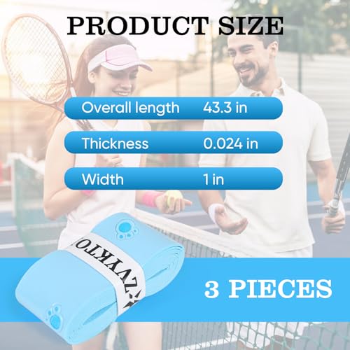 Tennis Racket Grip Tape, Ultra Thin Tacky Tennis Overgrip for Sweat Absorption & Control – Durable Anti-Slip Replacement Grip for Tennis, Badminton & Pickleball (3 Pack) - color: CAT BLUE