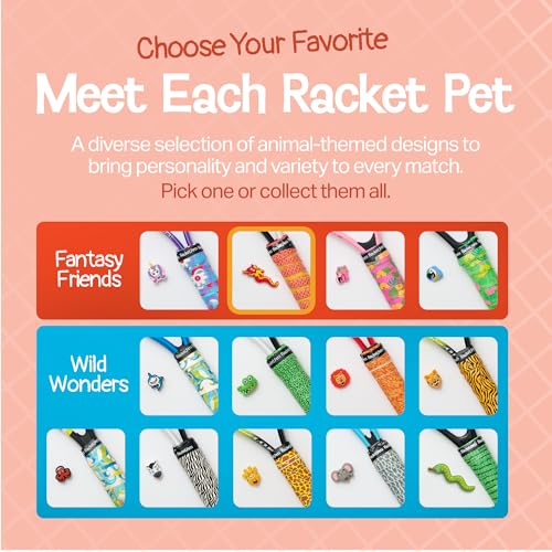 Racket Pets Kids Tennis Racket Dampener & Matching Overgrip Tape, Performance Shock Absorbing Dampener for Tennis Racket & Fun Animal Print Tennis Wrap Grip Tape - style: Octopus