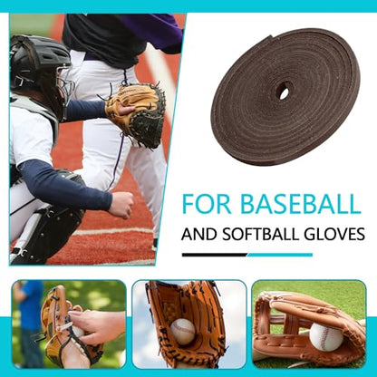 Baseball Glove Lace, Mitt Lace Repair Kit Softball 2 Leather Laces and 2 Lacing Needles for Catcher's Glove - color: Dark Brown