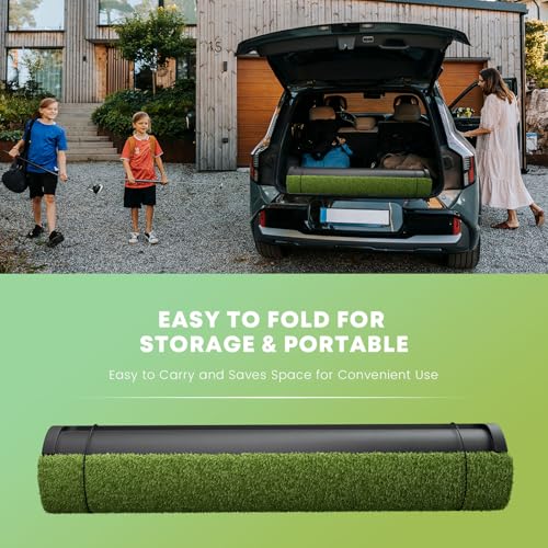 Integrated Golf Hitting Mat with Ball Tray, Thickening Golf Mats Practice Outdoor & Indoor Artificial Turf Matt with 3 Tees - size: 6 x 5 ft, 1.02 in (XX-Large)