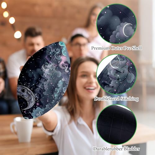 American Football, Official Size 11.9 x 7.3 Inch, Premium Composite Leather High-Grip Ball with Pro-Style Lacing, Unique Prints for Training, Games & Gifts - color: Skull Moon Nebula