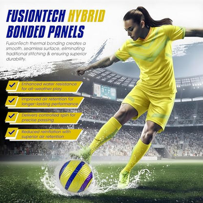 STRIKA Soccer Ball – Match-Level Performance, Seamless Hybrid Bonded (No-Stitch), True Flight Control, All-Weather Durability – Size 5 & 4 Training & Game Ball