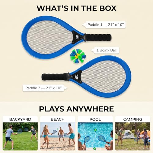 Whackminton Outdoor Game Set - No Net Required! - Fun Racket Game for All Ages - Perfect Outdoor Sport for Park, Backyard, Lawn, Beach, Camping