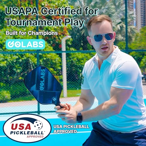 Golabs PB1 Pickleball Paddles Set of 2, Durable Fiberglass Surface& 16mm STR-Core Power Polymer Core, USAPA Approved, 8oz Lightweight & Comfort Anti-Slip Elongated Grip for Increased Power and Spin