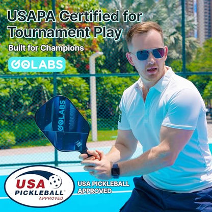 Golabs PB1 Pickleball Paddles Set of 2, Durable Fiberglass Surface& 16mm STR-Core Power Polymer Core, USAPA Approved, 8oz Lightweight & Comfort Anti-Slip Elongated Grip for Increased Power and Spin