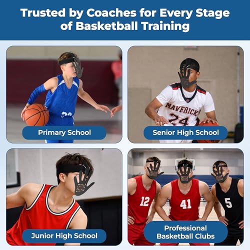 Hand in Your Face Basketball Mask Masque Headgear Blocking Guards Defensive Training 3D with Adjustable Strap Equipment Eye-Blocking Shooting Dribble Shooter Jump Shot for Men and Women (Black)