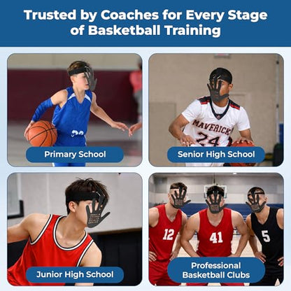 Hand in Your Face Basketball Mask Masque Headgear Blocking Guards Defensive Training 3D with Adjustable Strap Equipment Eye-Blocking Shooting Dribble Shooter Jump Shot for Men and Women (Black)