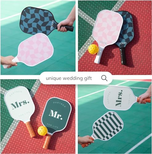 A Perfect Match Pickleball Paddle Set Engagement Gifts for Couples I I His and Hers Gifts I Includes 2 Pickleball Paddles, Carrying Bag and 2 Pickleballs - style: Bride and Groom