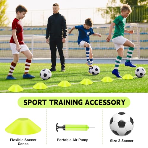 Kids Soccer Goals for Backyard Set of 2-6x4 ft Portable Pop Up Soccer Nets Training Equipment with Soccer Ball, Ladder, Cones, Ideal Birthday for Kids,Baseball & Softball Batting Cages