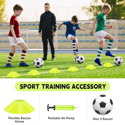 Kids Soccer Goals for Backyard Set of 2-6x4 ft Portable Pop Up Soccer Nets Training Equipment with Soccer Ball, Ladder, Cones, Ideal Birthday for Kids,Baseball & Softball Batting Cages