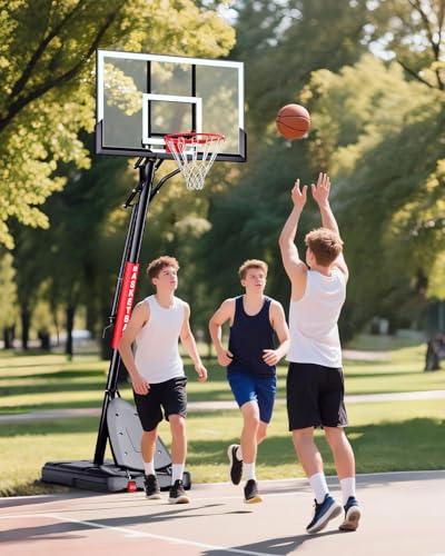 Basketball Hoop Outdoor 7.5-10 FT Height Adjustable, Portable Basketball Goals Systems with 54" Backboard for Youth Adults Teens - Backyard, Driveway Play