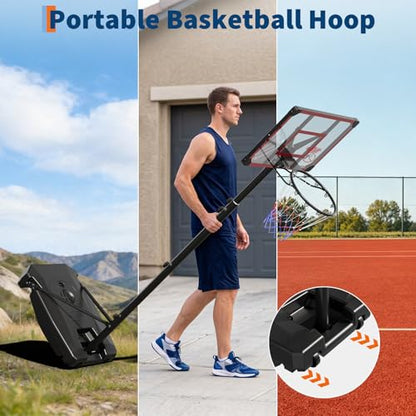 Basketball Hoop Outdoor 33/44/48 Inch Shatterproof PC Backboard, 4.92-10FT Stepless Adjustable Height, Portable Basketball Hoop with Wheels for Backyard, Driveway and Court - size: 33 Inch