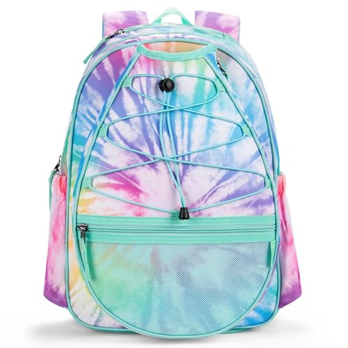 Choco Mocha Kids Tennis Bag, 16 Inch Youth & Junior Tennis Backpack with Shoe Compartment, Holds 2 Rackets (21–23 Inch) - color: Colorful