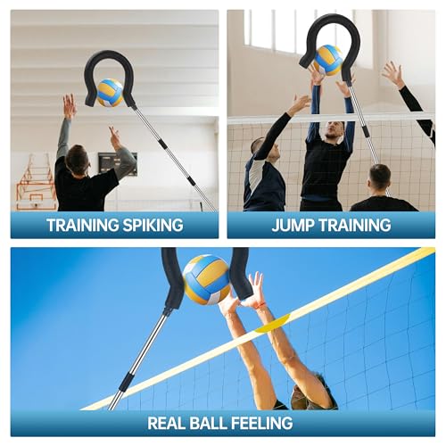 Volleyball Spike Trainer with Adjustable Height & Real Ball Feel - Hitting Training Equipment for Spiking,Jumping, and Serving Practice -Lightweight,Non-Slip Design/Durable- Perfect for Beginners/Pros
