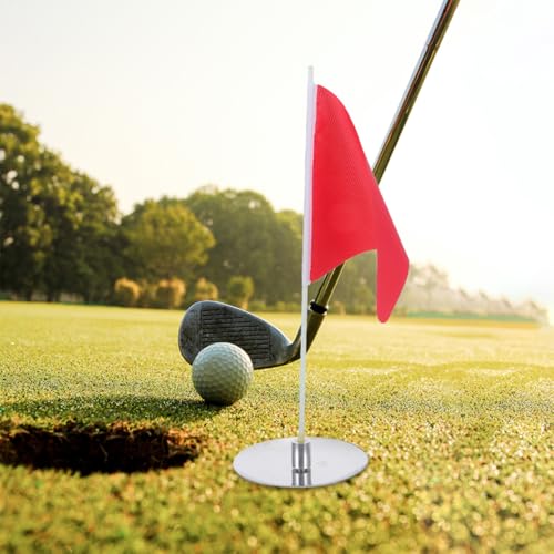 HEMOTON Portable Golf Flagstick with Hole Cup, Stainless Steel Putting for Backyard Indoor Practice, Mini Golfing Target Training Aid Accessories for Office Home