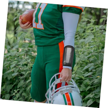 Football Wristbands Quarterback Play Insert Wristband for Outdoor Sports, Black Tactical Forearm Protector Sweatband for Rugby and Football Training, Size M