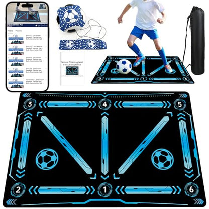 Premium Soccer Training Mat with Video Guide - Non-Slip Soccer Footstep Practice Pad for Indoor & Outdoor - Ultimate Ball Control Equipment to Improve Dribbling Skills - color: 35.4*23.6