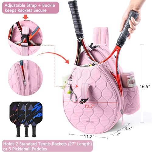 Quilted Tennis Bag for Women – Tennis Backpack & Crossbody Sling | Holds 2 Rackets or 3 Pickleball Paddles | Lightweight Badminton Racket Bag, Tennis Tote & Sports Backpack