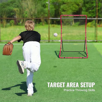 VEVOR Baseball and Softball Rebounder Net, PitchBack Baseball Pitching Net, Volleyball Pitch Return Trainer Rebound Net with Pitching Target, All Angle Fielding Rebound Net for Grounders Pop Flies - style: 3X4.5FT