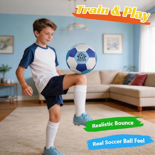 UBeesize Indoor Soccer Ball Size 4, Silent Soft Foam Soccer Ball for Indoor Training, Lightweight House Soccer Ball for Practice, Ball Control, Juggling and Skills Training (Deflated)