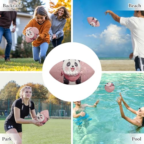 American Football, Official Size 11.9 x 7.3 Inch, Premium Composite Leather High-Grip Ball with Pro-Style Lacing, Unique Prints for Training, Games & Gifts - color: Panda Pink