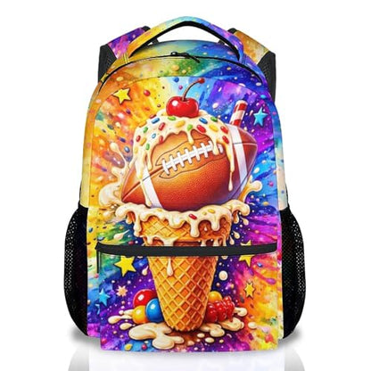 Football Backpack for Boys Kids Back Packs, 17 Inch Teens Schoolbag Sports Bookbag for Elementary Students Lightweight Durable - color: Brown