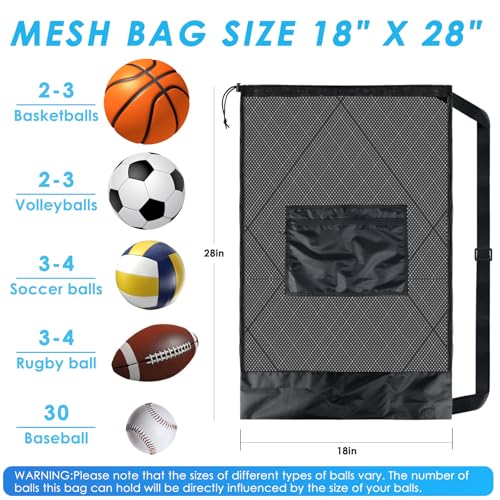 BROTOU Sports Mesh Bag Sports Equipment Bags Heavy Duty Drawstring Backpack Sport Balls Bag for Beach, Travel, Gym, Swimming Gear with Shoulder Strap