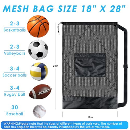 BROTOU Sports Mesh Bag Sports Equipment Bags Heavy Duty Drawstring Backpack Sport Balls Bag for Beach, Travel, Gym, Swimming Gear with Shoulder Strap